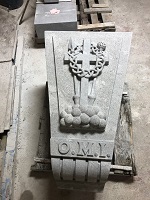 Detail of carving block for University of Ottawa Restoration