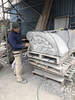 Detail of carving block for University of Ottawa Restoration