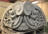 Detail of carving block for University of Ottawa Restoration