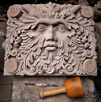 Detail of carving block for University of Ottawa Restoration